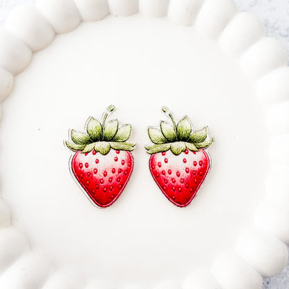 Classic Strawberry Earring Blank (1 Pair), Acrylic Print & Cut, Laser Blank #16