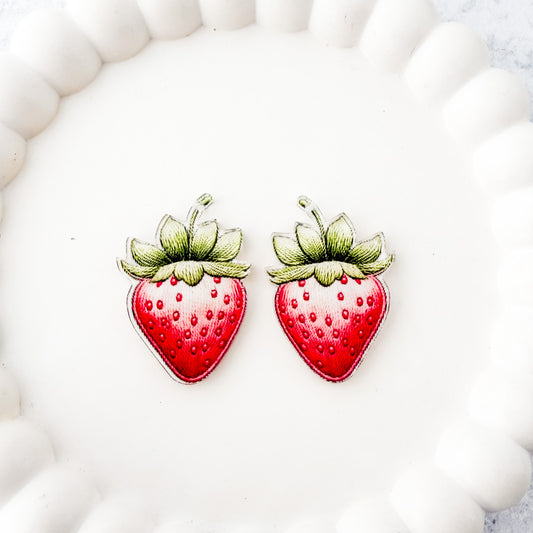 Classic Strawberry Earring Blank (1 Pair), Acrylic Print & Cut, Laser Blank #16
