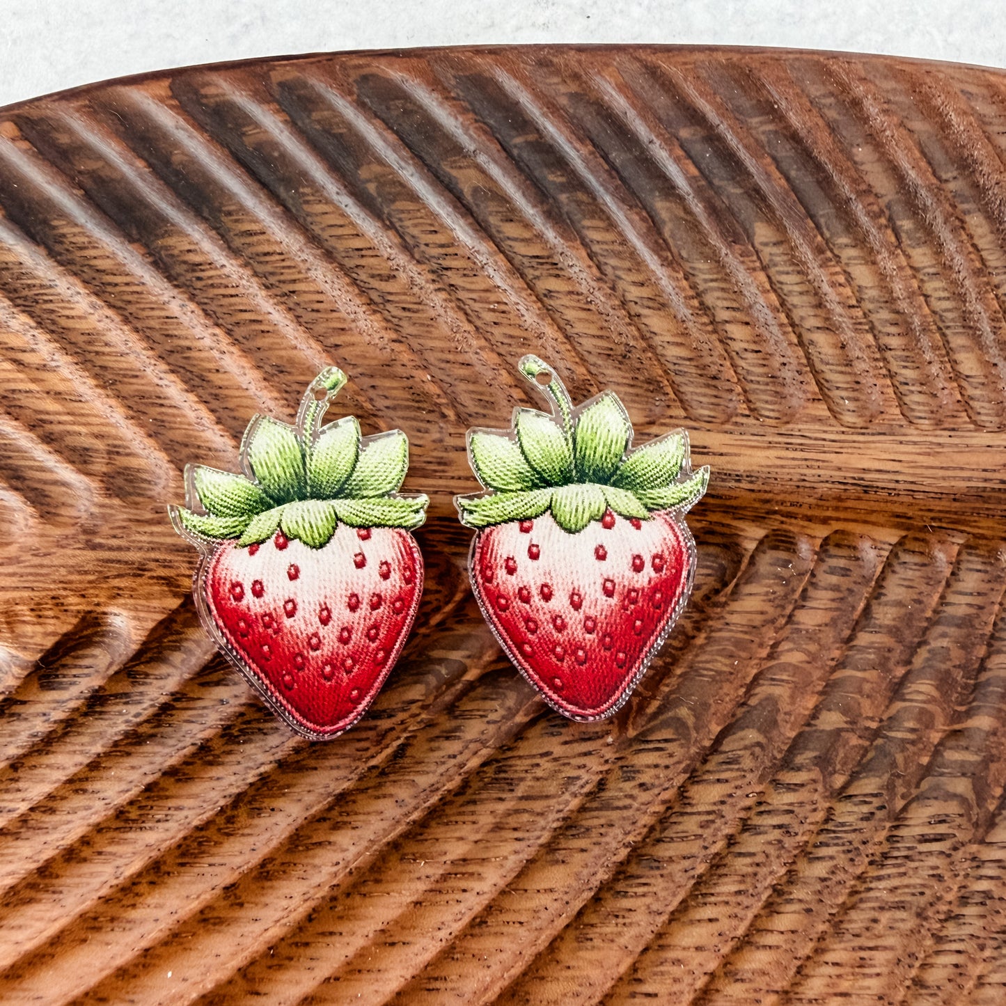 Classic Strawberry Earring Blank (1 Pair), Acrylic Print & Cut, Laser Blank #16
