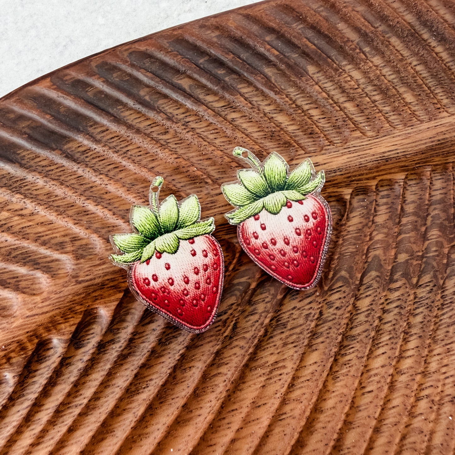 Classic Strawberry Earring Blank (1 Pair), Acrylic Print & Cut, Laser Blank #16