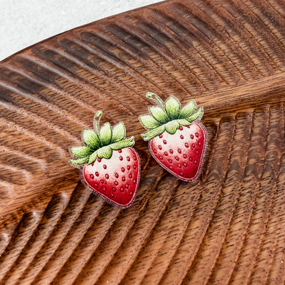 Classic Strawberry Earring Blank (1 Pair), Acrylic Print & Cut, Laser Blank #16