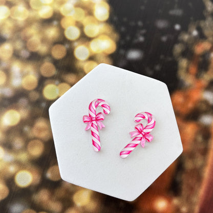Pink Classic Candy Cane Earring Blank (1 Pair), Acrylic Print & Cut, Laser Blank #120
