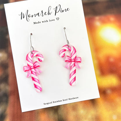 Pink Classic Candy Cane Earring Blank (1 Pair), Acrylic Print & Cut, Laser Blank #120