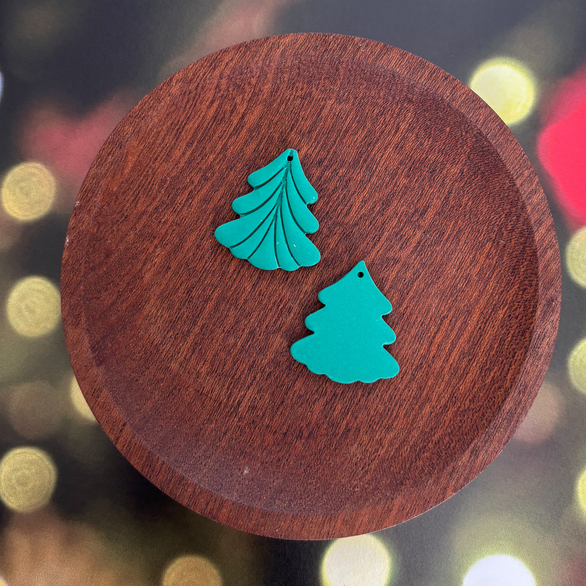 Green Embossed Polymer Clay Trees , 2 Pieces, Warehouse Event #21