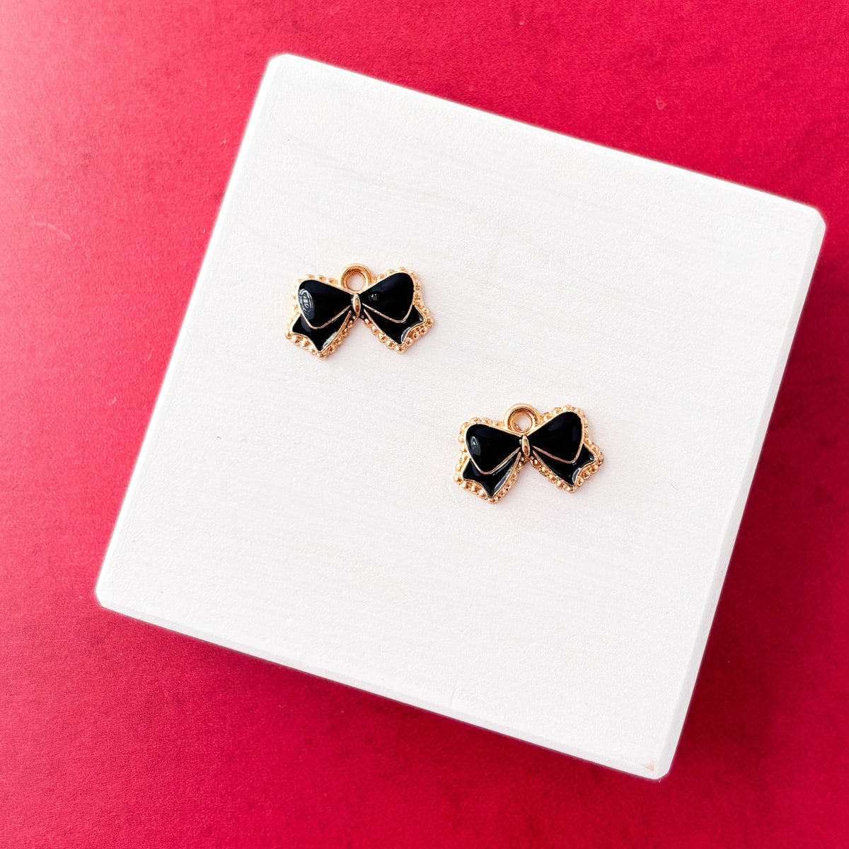 Black and Gold Bow Stainless Steel Charm, 10 Pieces, Warehouse Event #60