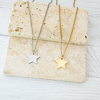 Small Star Necklace (Silver or Gold), 1 Total, Metal Blank #279