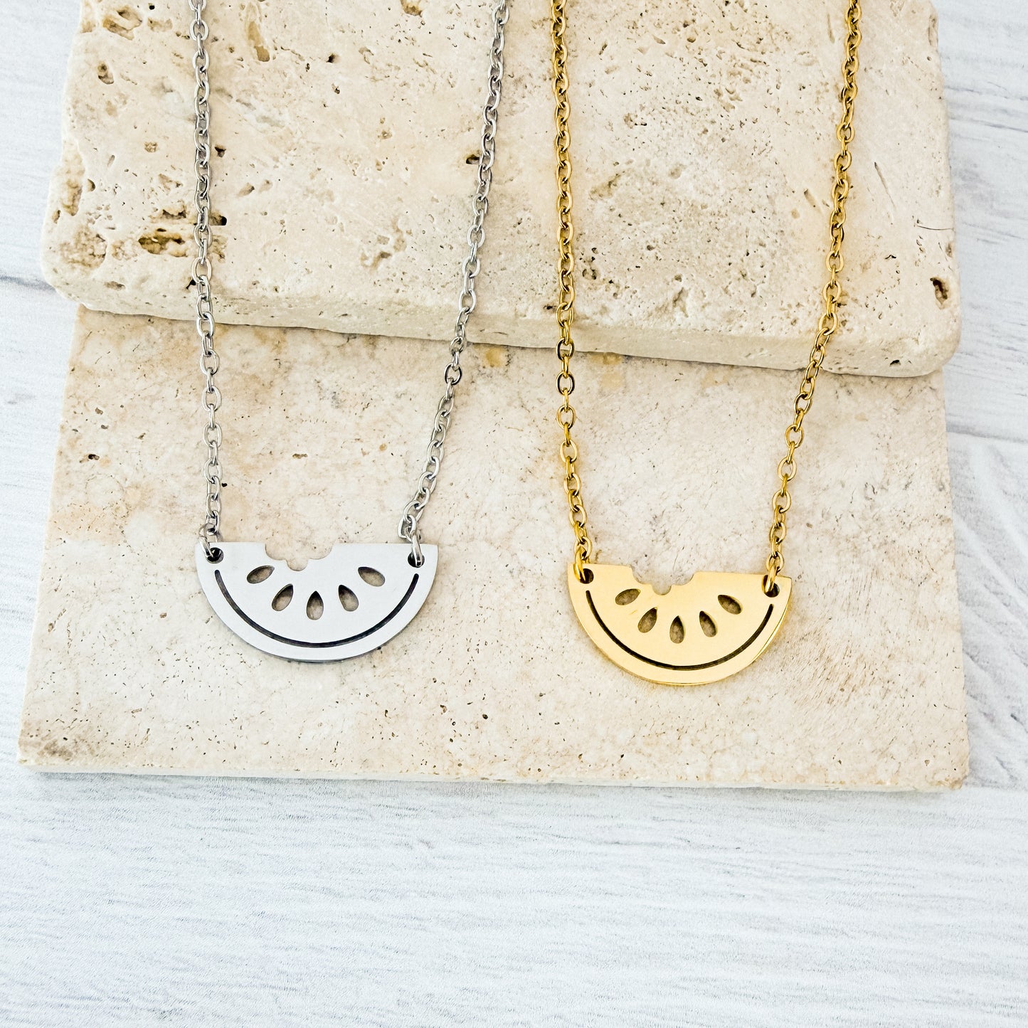 Watermelon Necklace (Silver or Gold), 1 Total, Metal Blank #278