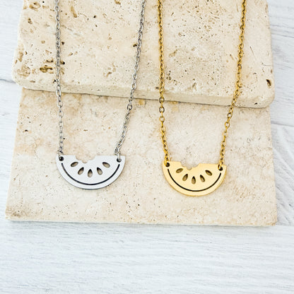 Watermelon Necklace (Silver or Gold), 1 Total, Metal Blank #278
