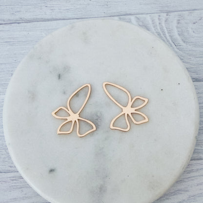 Gold Open Butterfly Brass Pendant, 10 Pieces, Charm #116