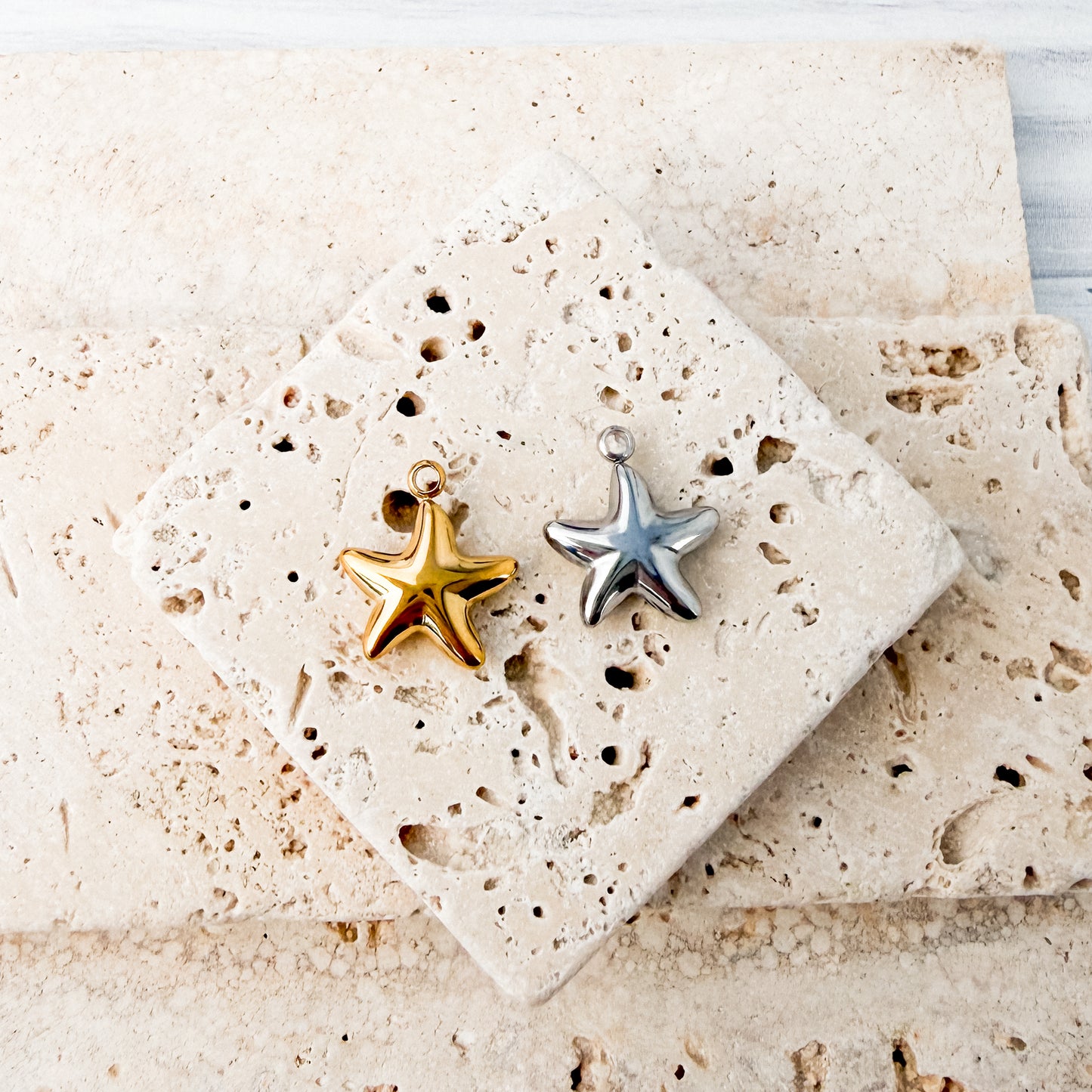 Starfish Stainless Steel Charm (Silver or Gold), 10 Pieces, Charm #122