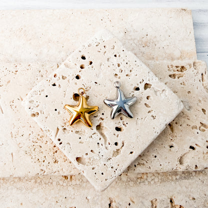 Starfish Stainless Steel Charm (Silver or Gold), 10 Pieces, Charm #122