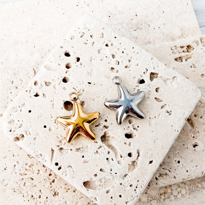 Starfish Stainless Steel Charm (Silver or Gold), 10 Pieces, Charm #122