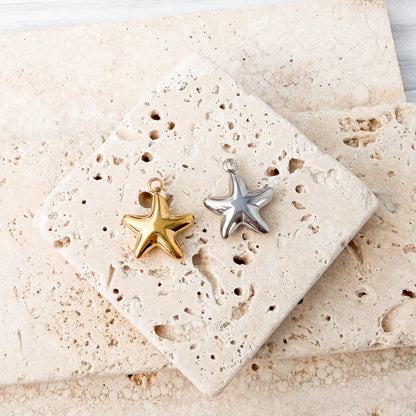 Starfish Stainless Steel Charm (Silver or Gold), 10 Pieces, Charm #122