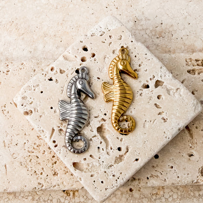 Seahorse Stainless Steel Charm (Silver or Gold), 10 Pieces, Charm #121