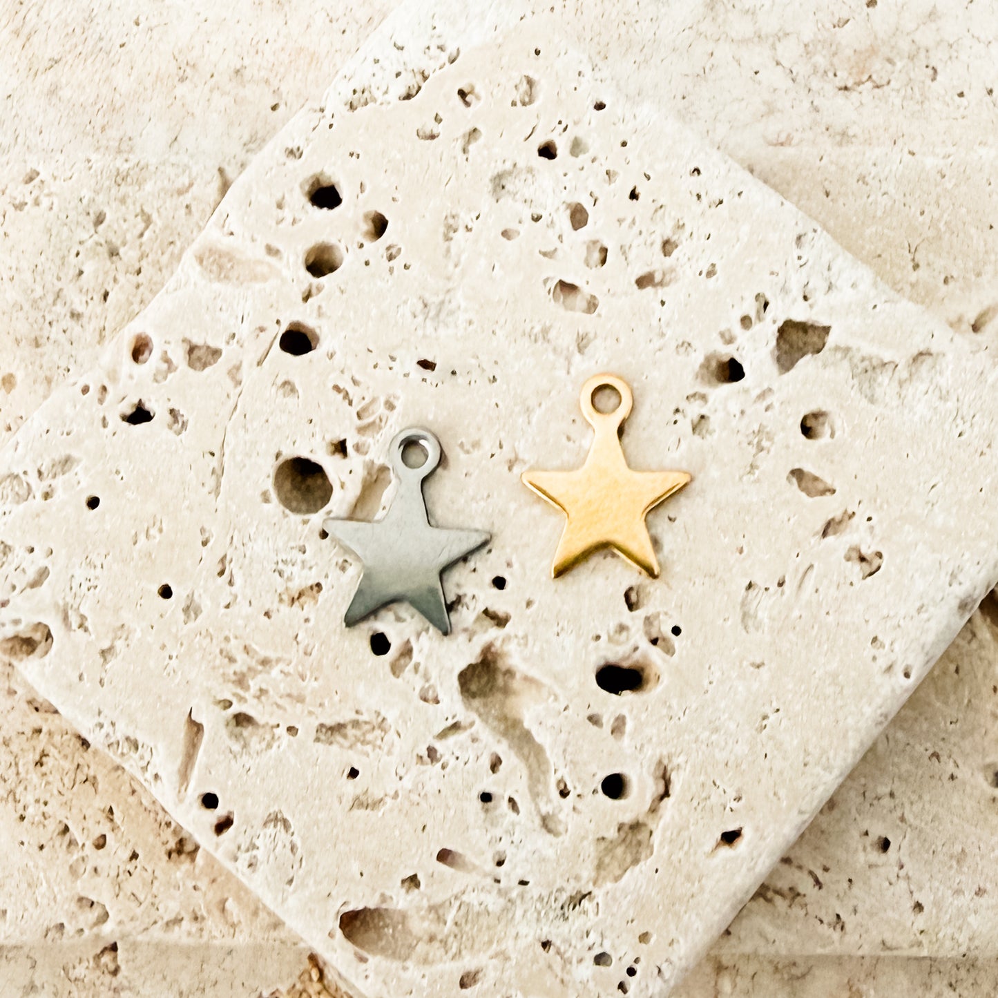 Tiny Star Stainless Steel Charm (Silver or Gold), 10 Pieces, Charm #127