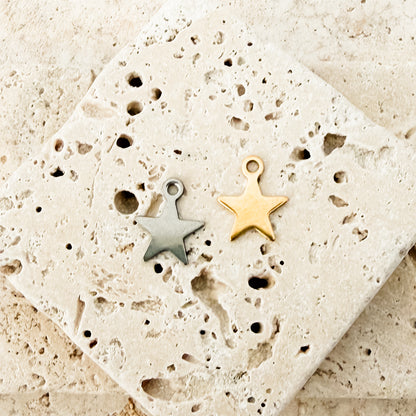 Tiny Star Stainless Steel Charm (Silver or Gold), 10 Pieces, Charm #127