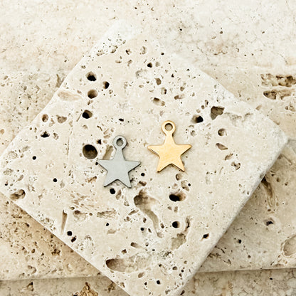 Tiny Star Stainless Steel Charm (Silver or Gold), 10 Pieces, Charm #127