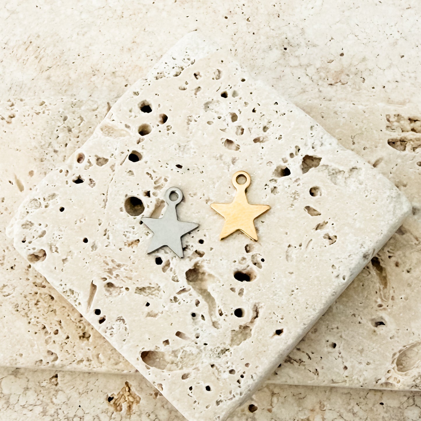 Tiny Star Stainless Steel Charm (Silver or Gold), 10 Pieces, Charm #127