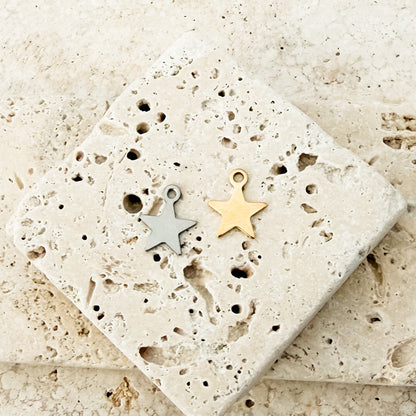Tiny Star Stainless Steel Charm (Silver or Gold), 10 Pieces, Charm #127