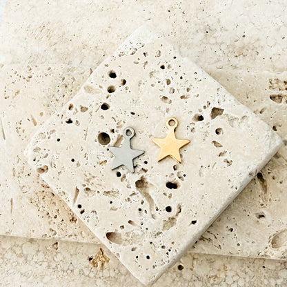 Tiny Star Stainless Steel Charm (Silver or Gold), 10 Pieces, Charm #127