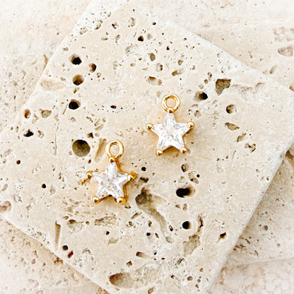 Gold Petite Star Cubic Zirconia Charms, 10 Pieces, Charm #126