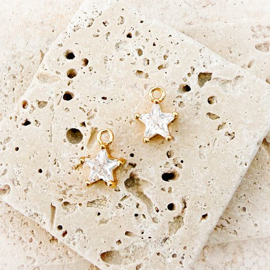 Gold Petite Star Cubic Zirconia Charms, 10 Pieces, Charm #126
