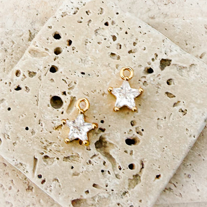 Gold Petite Star Cubic Zirconia Charms, 10 Pieces, Charm #126