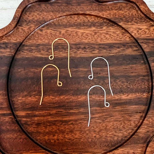 New Premium Minimalist Sheperds Stainless Steel Ear Wires (Choose Silver or Gold), 20 Pieces, Earring Hook #16