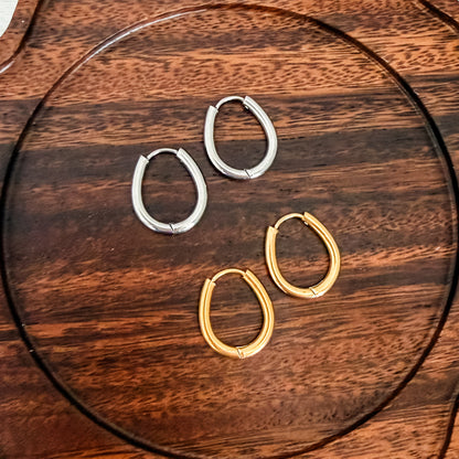 Oval Stainless Steel Huggie Without Loop (Choose Silver or Gold), 10 Pieces, Hoop #12