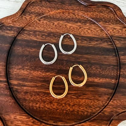 Oval Stainless Steel Huggie Without Loop (Choose Silver or Gold), 10 Pieces, Hoop #12