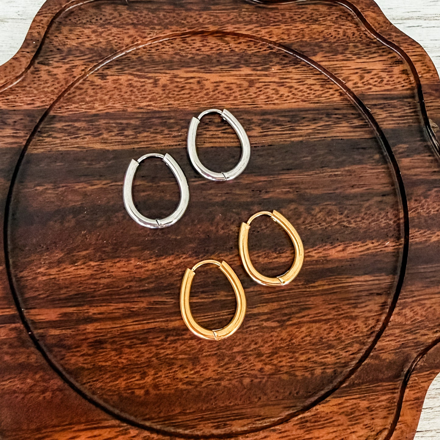 Oval Stainless Steel Huggie Without Loop (Choose Silver or Gold), 10 Pieces, Hoop #12