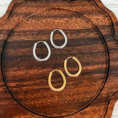 Oval Stainless Steel Huggie Without Loop (Choose Silver or Gold), 10 Pieces, Hoop #12