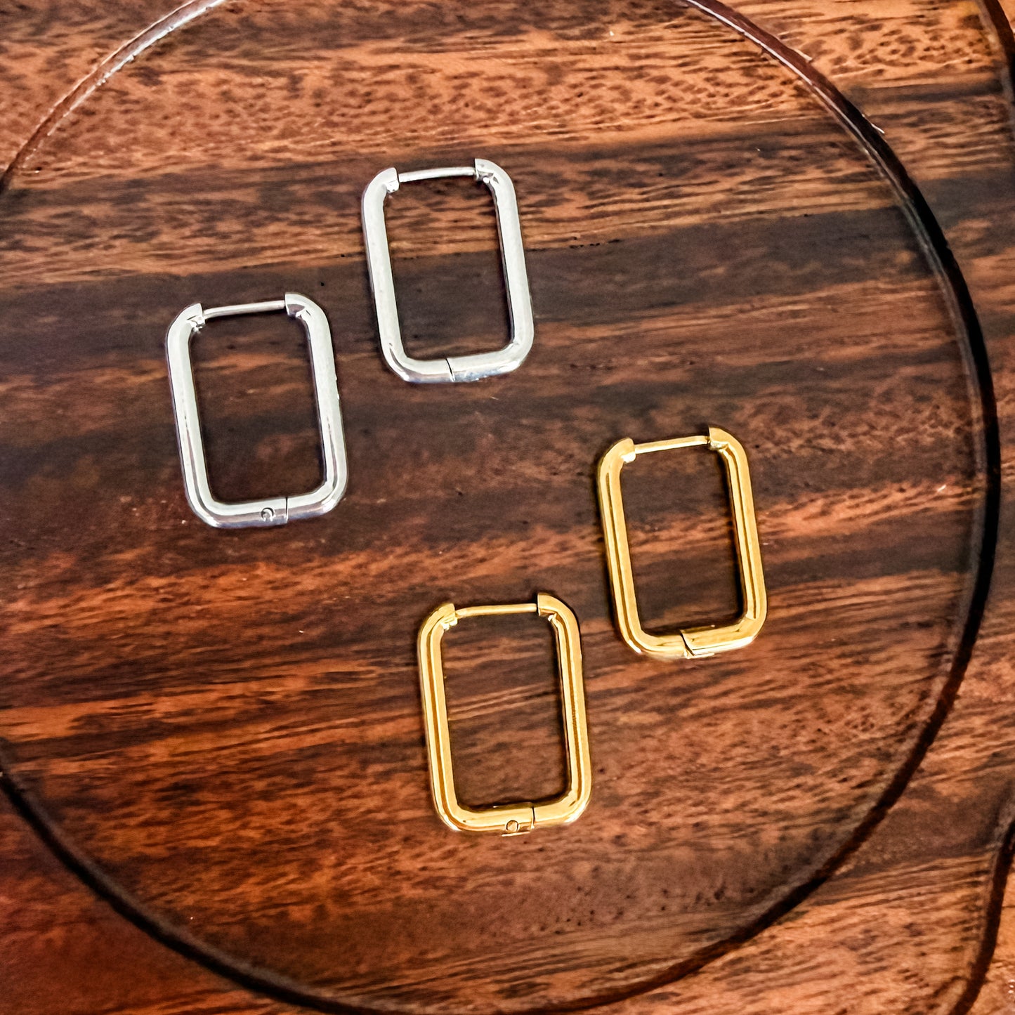 Rectangle Stainless Steel Huggie Without Loop (Choose Silver or Gold), 10 Pieces, Hoop #11