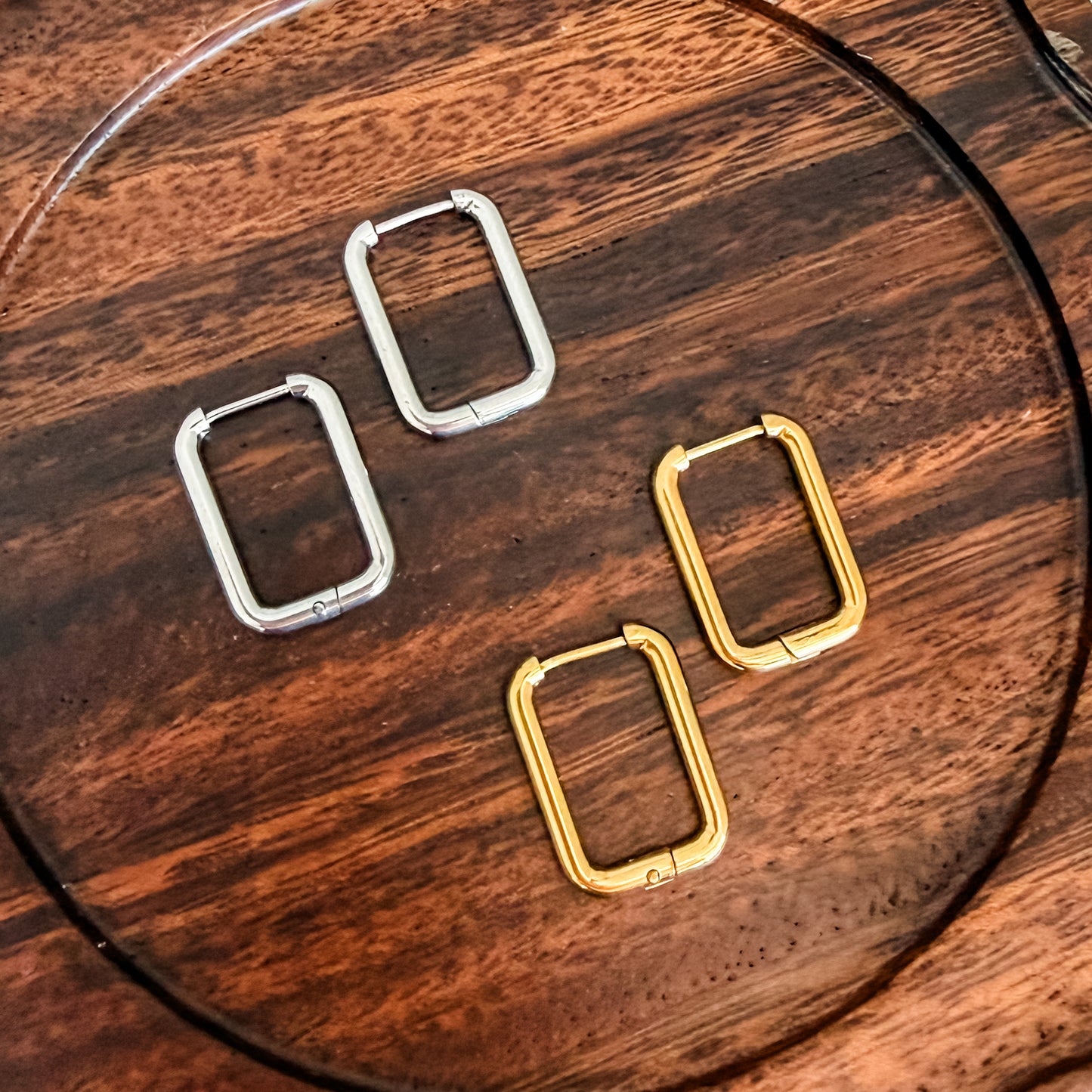 Rectangle Stainless Steel Huggie Without Loop (Choose Silver or Gold), 10 Pieces, Hoop #11