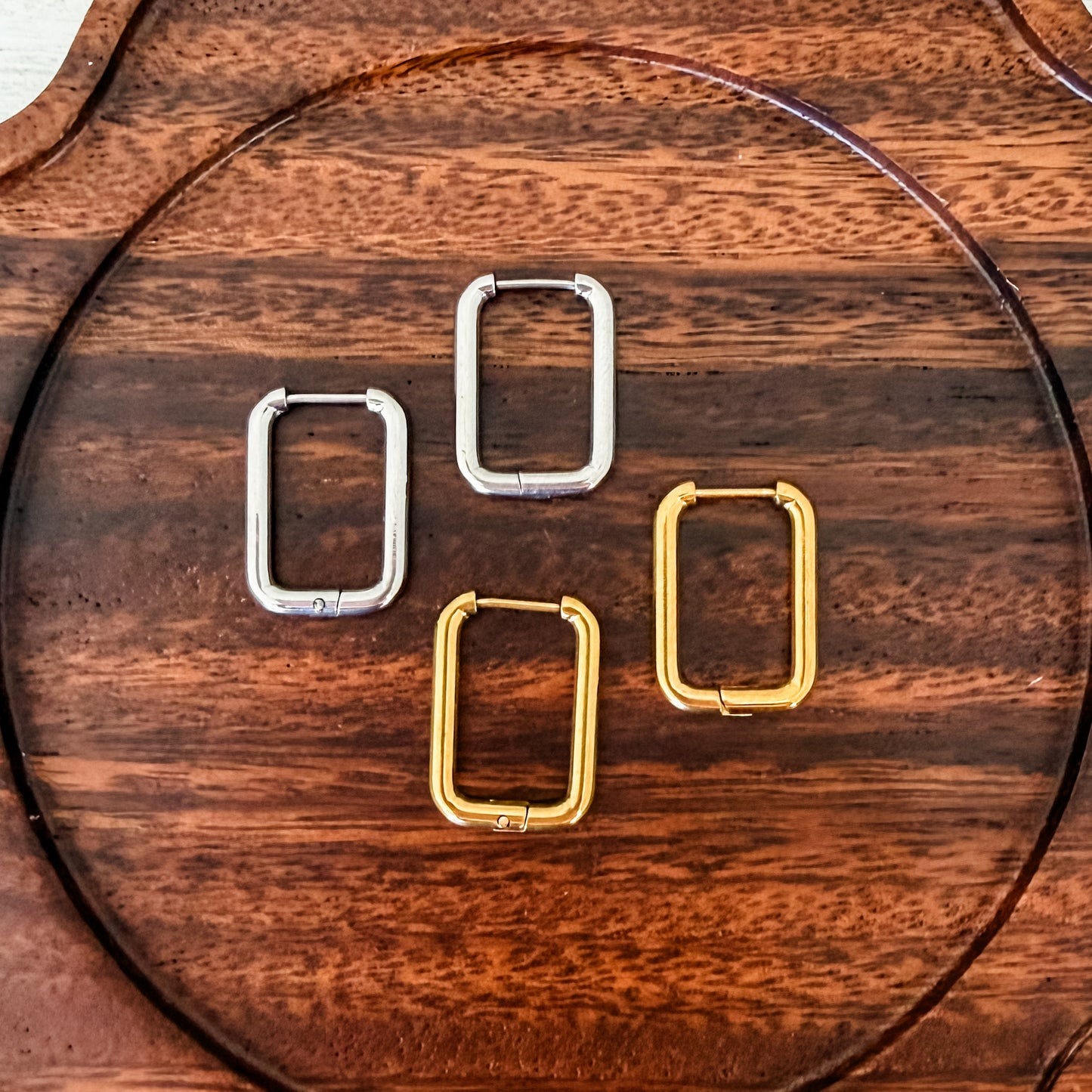 Rectangle Stainless Steel Huggie Without Loop (Choose Silver or Gold), 10 Pieces, Hoop #11