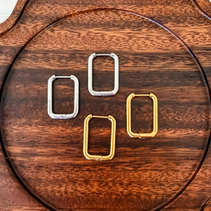Rectangle Stainless Steel Huggie Without Loop (Choose Silver or Gold), 10 Pieces, Hoop #11