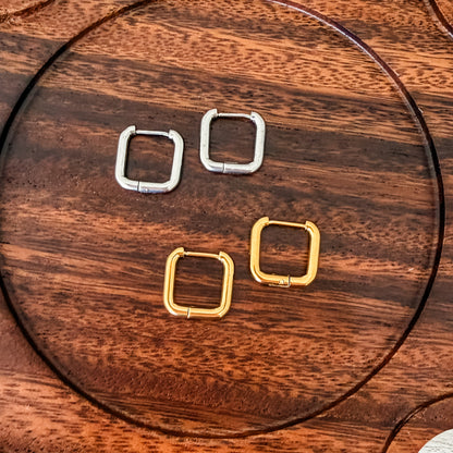 Square Stainless Steel Huggie Without Loop (Choose Silver or Gold), 10 Pieces, Hoop #9