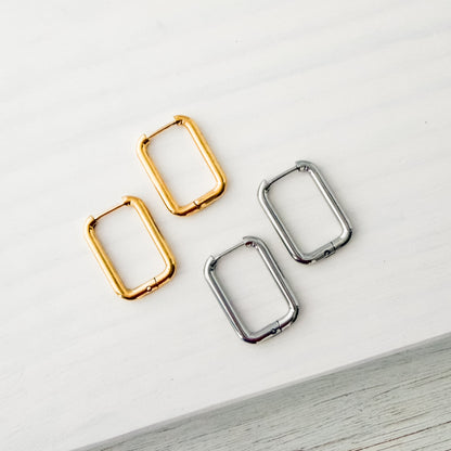 Rectangle Stainless Steel Huggie Without Loop (Choose Silver or Gold), 10 Pieces, Hoop #11
