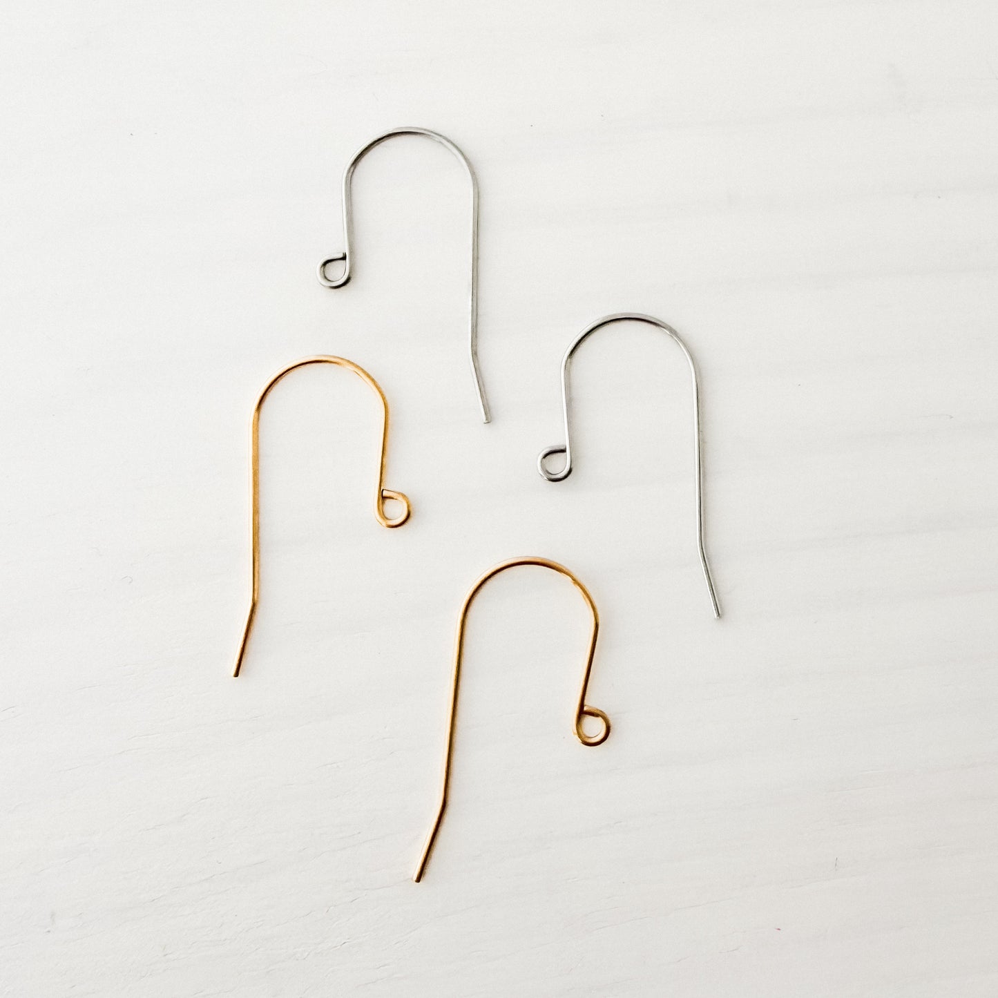 New Premium Minimalist Sheperds Stainless Steel Ear Wires (Choose Silver or Gold), 20 Pieces, Earring Hook #16