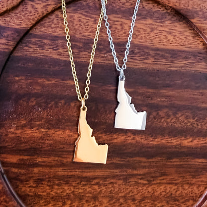 Idaho Pendant Necklace (Silver or Gold), 1 Total, Metal Blank #220