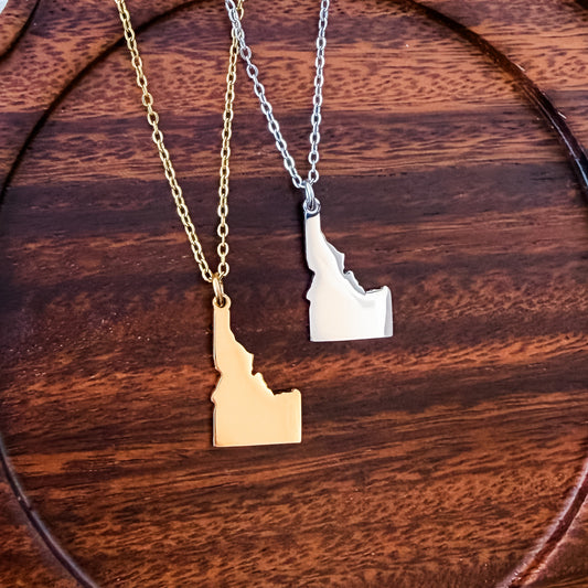 Idaho Pendant Necklace (Silver or Gold), 1 Total, Metal Blank #220