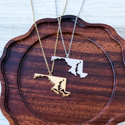 Maryland Pendant Necklace (Silver or Gold), 1 Total, Metal Blank #221