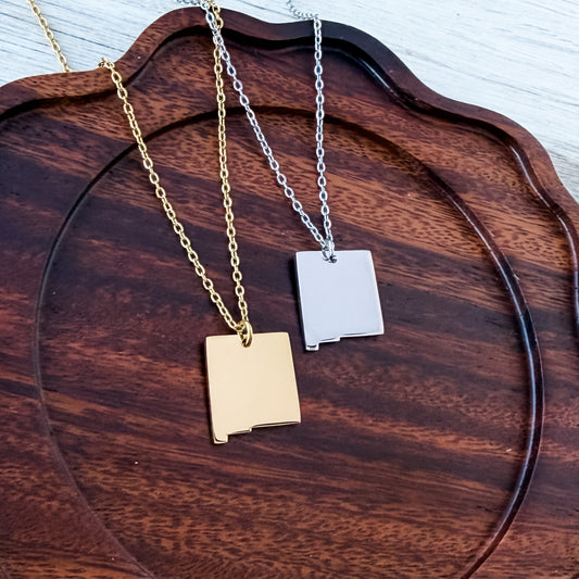 New Mexico Pendant Necklace (Silver or Gold), 1 Total, Metal Blank #222