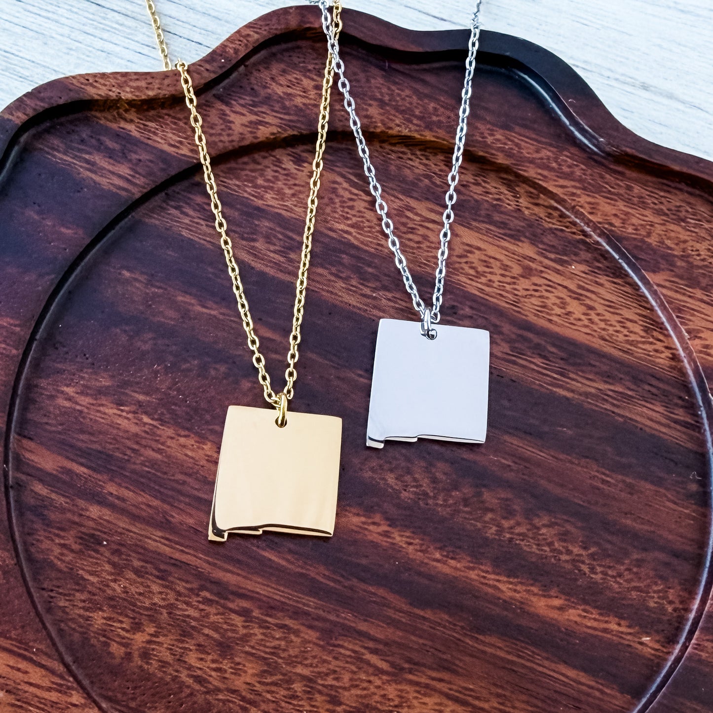 New Mexico Pendant Necklace (Silver or Gold), 1 Total, Metal Blank #222