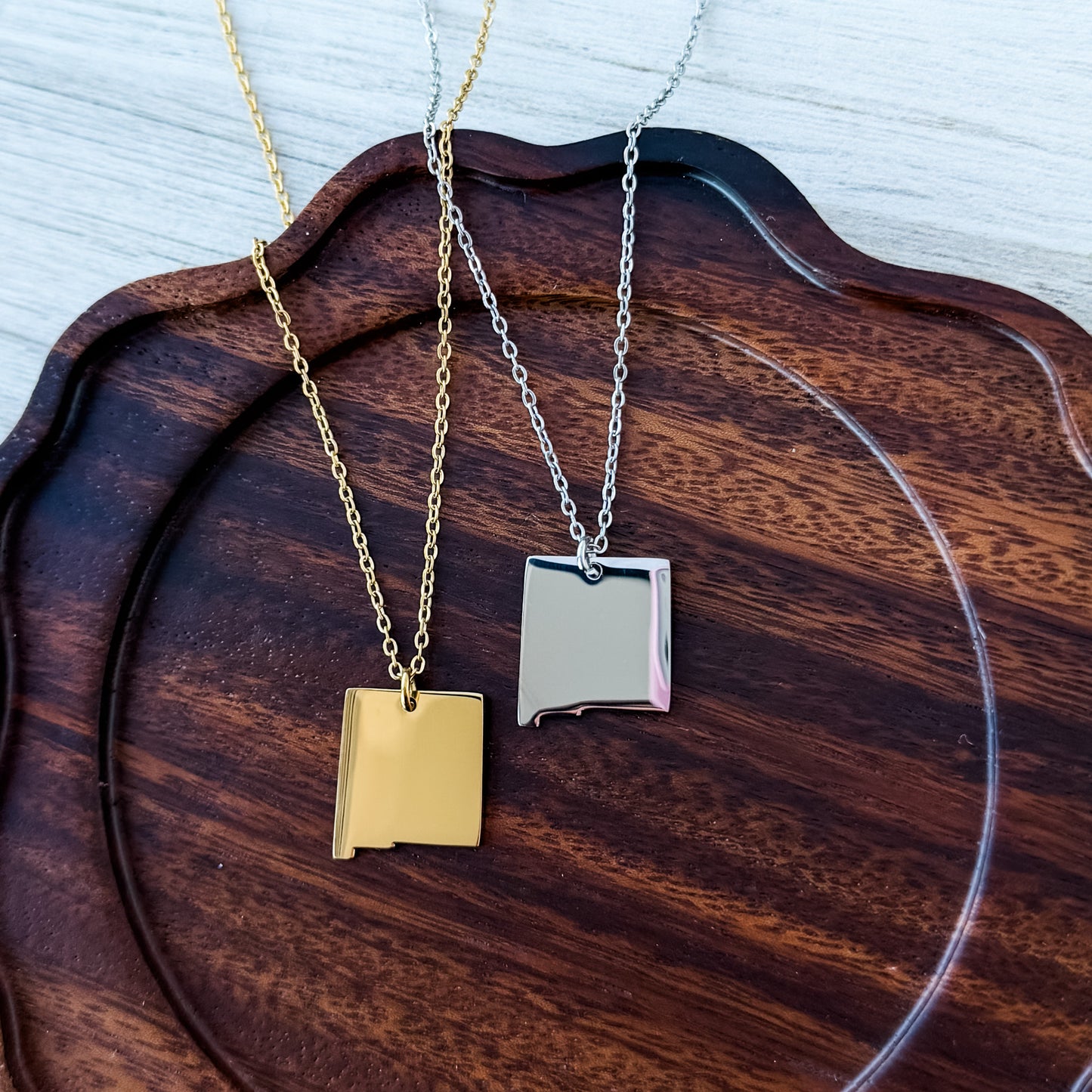 New Mexico Pendant Necklace (Silver or Gold), 1 Total, Metal Blank #222