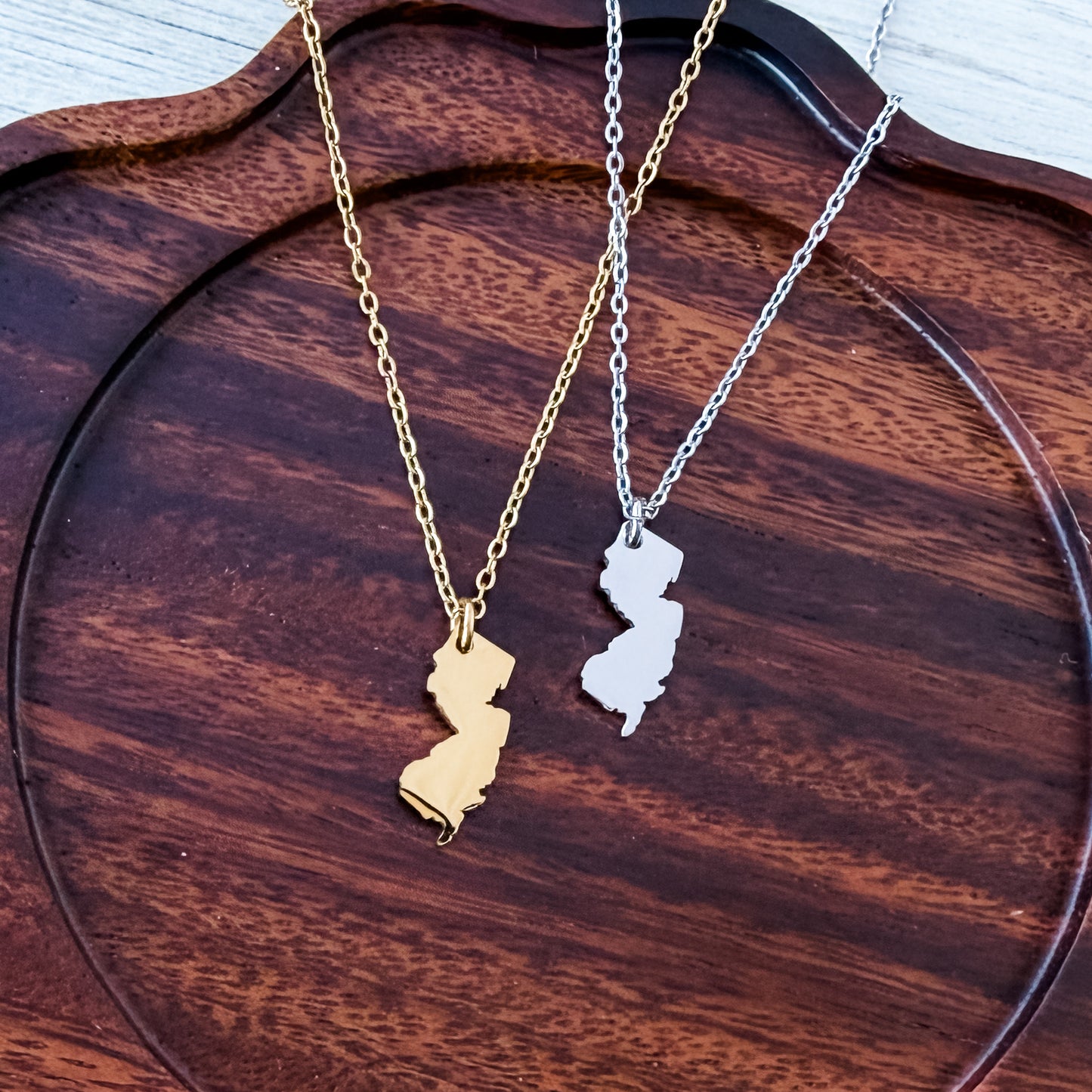 New Jersey Pendant Necklace (Silver or Gold), 1 Total, Metal Blank #223