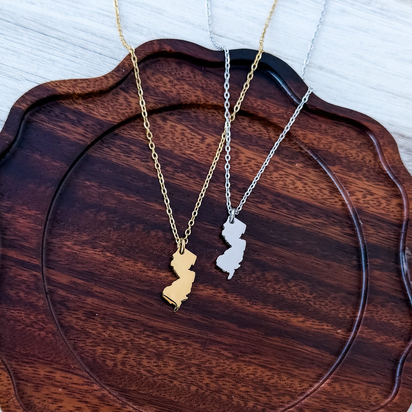 New Jersey Pendant Necklace (Silver or Gold), 1 Total, Metal Blank #223