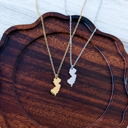 New Jersey Pendant Necklace (Silver or Gold), 1 Total, Metal Blank #223