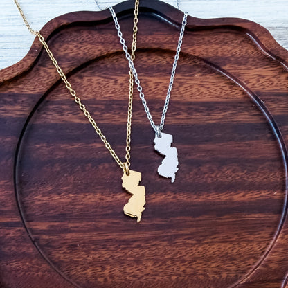New Jersey Pendant Necklace (Silver or Gold), 1 Total, Metal Blank #223