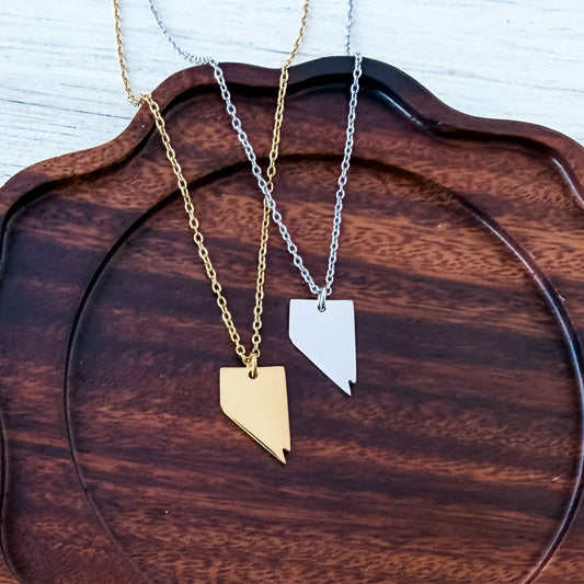Nevada Pendant Necklace (Silver or Gold), 1 Total, Metal Blank #226